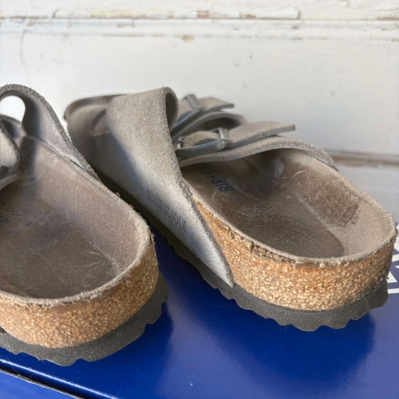 BIRKENSTOCK Women's Stone Suede Leather Arizona Sandals w/Soft Footbed Sz 9/40 - Picture 4 of 10